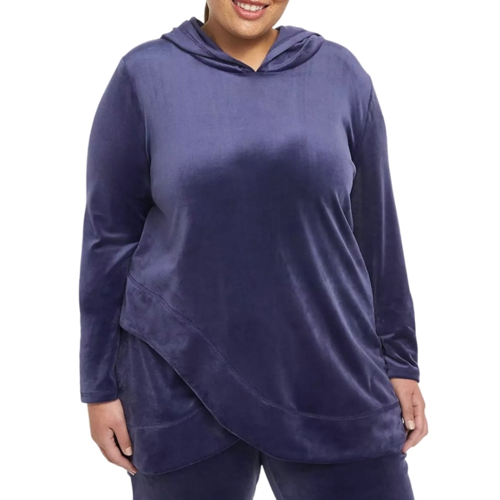 Lane Bryant Livi Women's Navy Blue Velvet Pullover Sweater Plus Size 22 24 3X